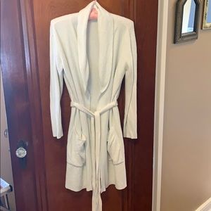Ultra Soft and Comfy White Long Tie Cardigan